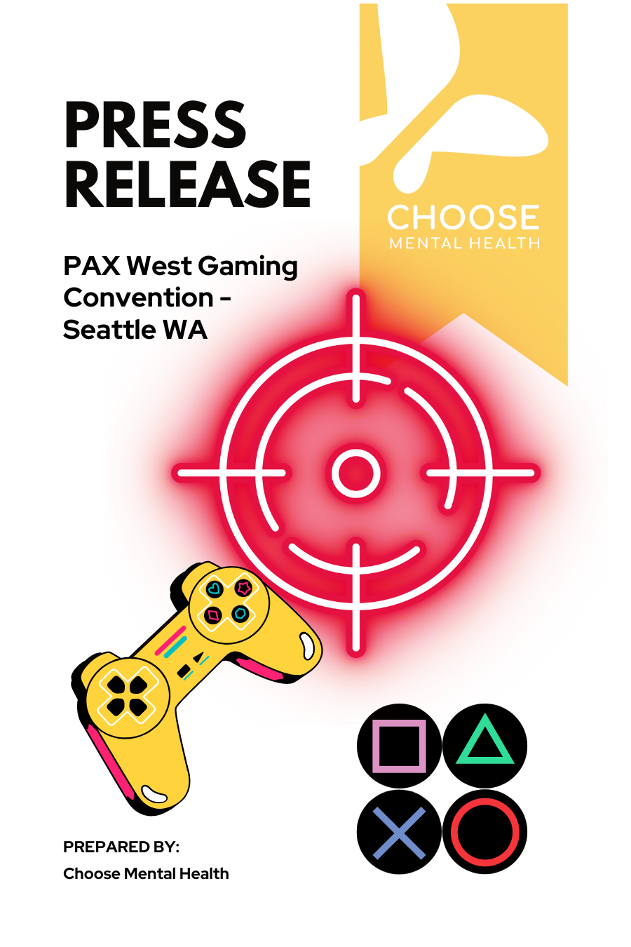 Cover page for press release with gaming icons